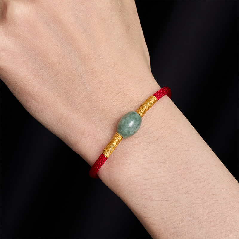 Buddha Stones Bracelet de protection en perles de jade et cordon rouge - image 7