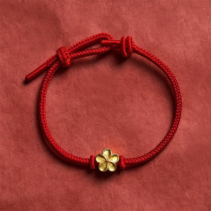 Buddha Stones Bracelet porte-bonheur tressé en cordon rouge tissé à la main avec petits motifs de fleurs de pêcher - image 8