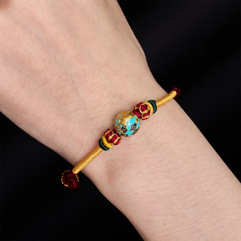 Buddha Stones Bracelet tressé résistant avec perle de dragon en cuivre et fil rouge - image 14