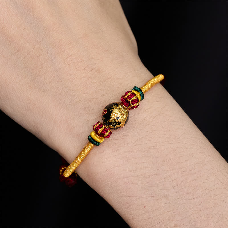 Buddha Stones Bracelet tressé résistant avec perle de dragon en cuivre et fil rouge - image 8