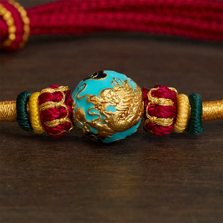 Buddha Stones Bracelet tressé résistant avec perle de dragon en cuivre et fil rouge - image 15