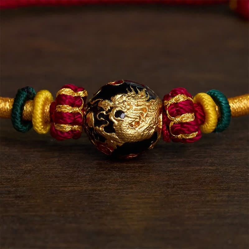 Buddha Stones Bracelet tressé résistant avec perle de dragon en cuivre et fil rouge - image 9