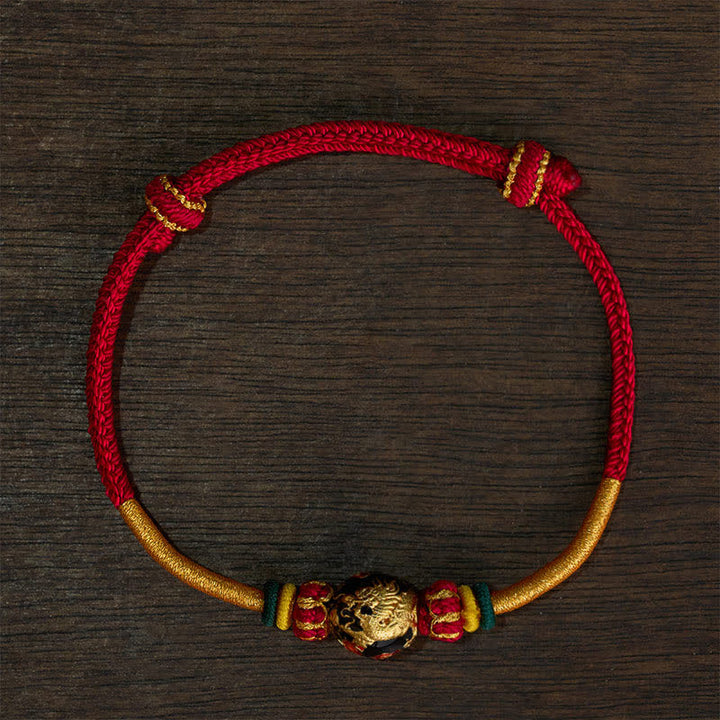 Buddha Stones Bracelet tressé résistant avec perle de dragon en cuivre et fil rouge - Cordon rouge (Tour de poignet : 15–20 cm) - Perle de dragon - image 16