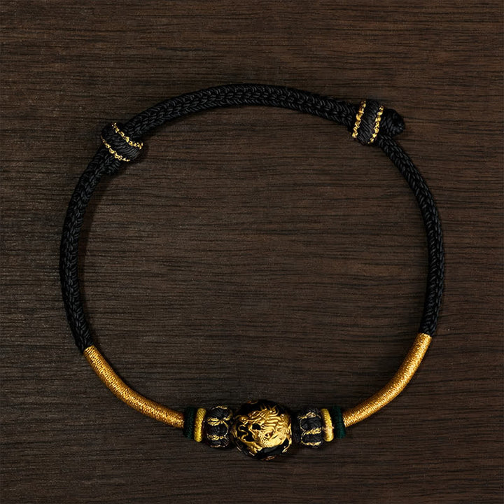 Buddha Stones Bracelet tressé résistant avec perle de dragon en cuivre et fil rouge - Cordon noir (Tour de poignet : 15–20 cm) - Perle de dragon - image 18