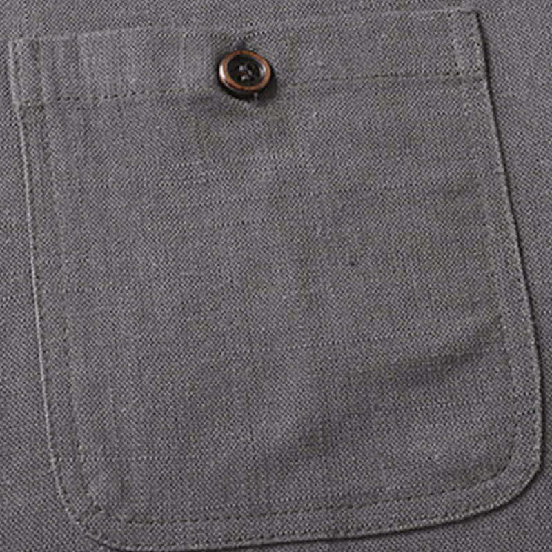 Buddha Stones Ensemble homme décontracté d'été : chemise à manches courtes unie à col mandarin et pantalon à cordon de serrage avec poches - image 9
