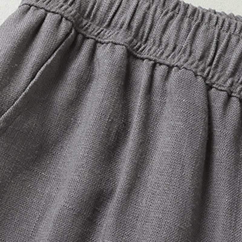 Buddha Stones Ensemble homme décontracté d'été : chemise à manches courtes unie à col mandarin et pantalon à cordon de serrage avec poches - image 17