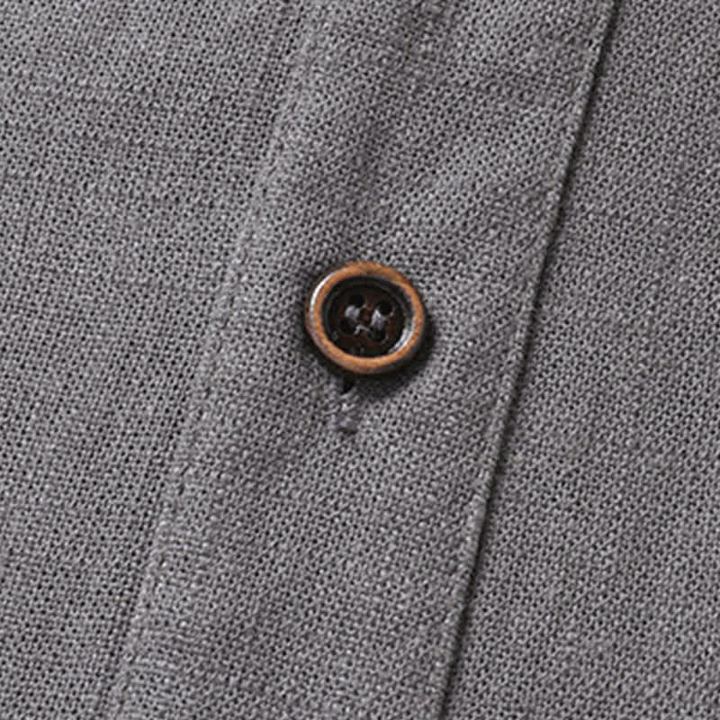 Buddha Stones Ensemble homme décontracté d'été : chemise à manches courtes unie à col mandarin et pantalon à cordon de serrage avec poches - image 8