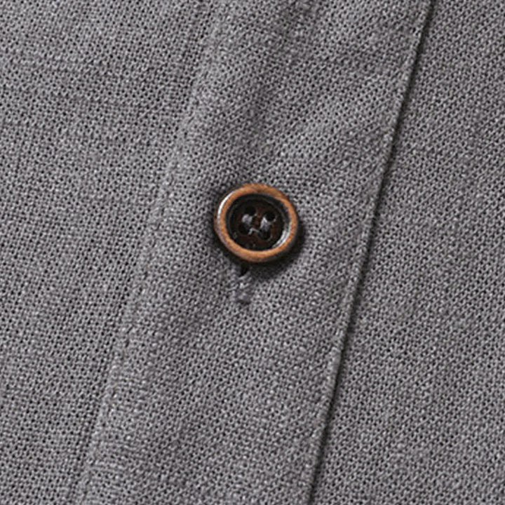 Buddha Stones Ensemble homme décontracté d'été : chemise à manches courtes unie à col mandarin et pantalon à cordon de serrage avec poches - image 8