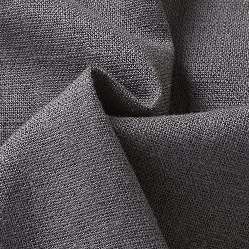 Buddha Stones Ensemble homme décontracté d'été : chemise à manches courtes unie à col mandarin et pantalon à cordon de serrage avec poches - image 11