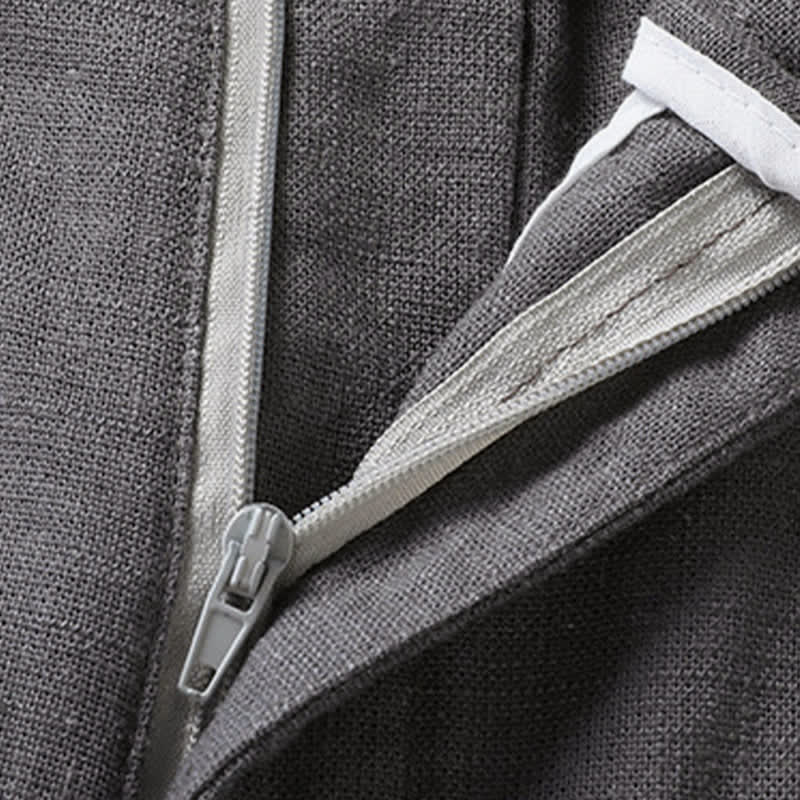 Buddha Stones Ensemble homme décontracté d'été : chemise à manches courtes unie à col mandarin et pantalon à cordon de serrage avec poches - image 16