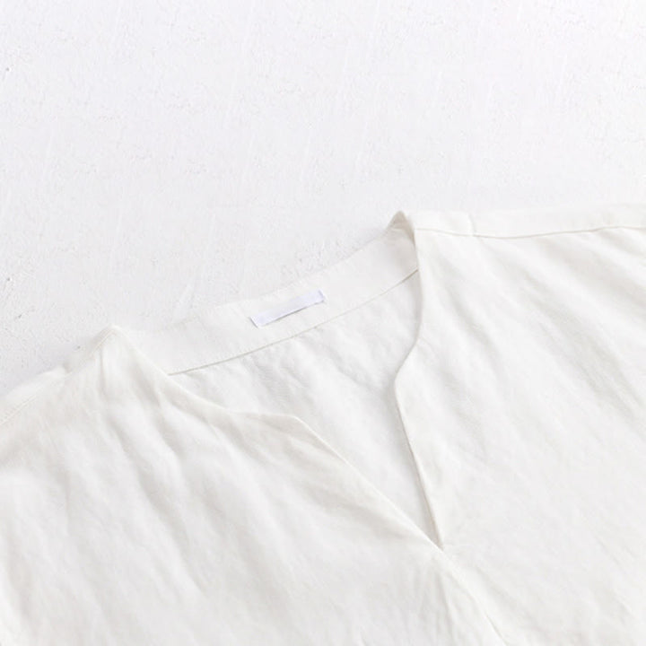 Buddha Stones T-shirts d'été minimalistes unis à col en V pour hommes, manches courtes - image 14