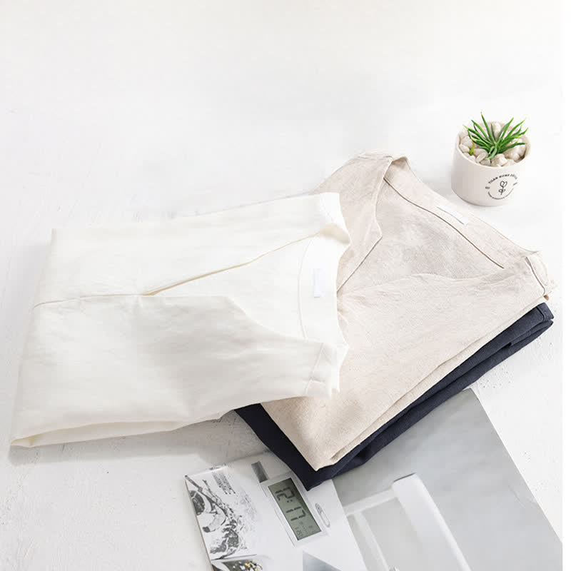 Buddha Stones T-shirts d'été minimalistes unis à col en V pour hommes, manches courtes - image 17