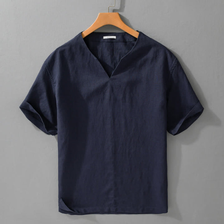 Buddha Stones T-shirts d'été minimalistes unis à col en V pour hommes, manches courtes - Marine - US/UK/AU42，EU52 (3XL) - image 7