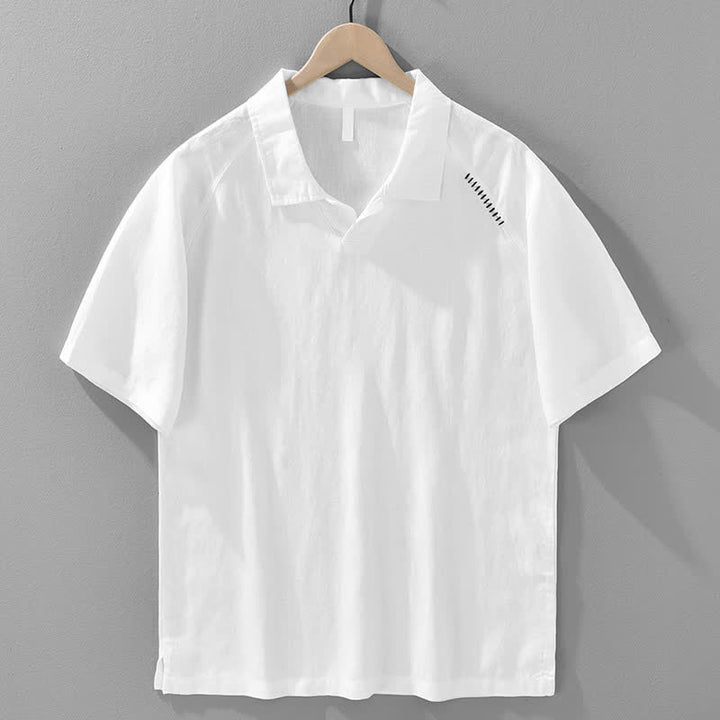 Buddha Stones Chemises d'été minimalistes à manches courtes, col à revers et fente latérale, style décontracté, pour hommes - Blanc - US/UK/AU42，EU52 (3XL) - image 12