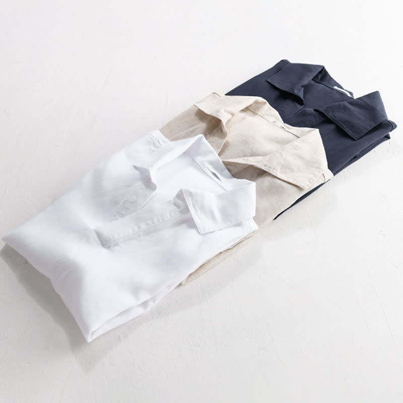 Buddha Stones Chemises à manches courtes pour hommes, style minimaliste décontracté d'été - image 15
