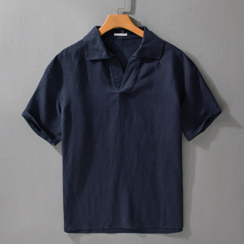 Buddha Stones Chemises à manches courtes pour hommes, style minimaliste décontracté d'été - Bleu nuit - US/UK/AU42，EU52 (3XL) - image 5