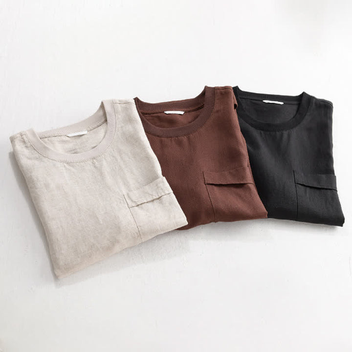 Buddha Stones T-shirts d'été minimalistes et décontractés pour hommes, à manches courtes et poches plaquées. - image 18