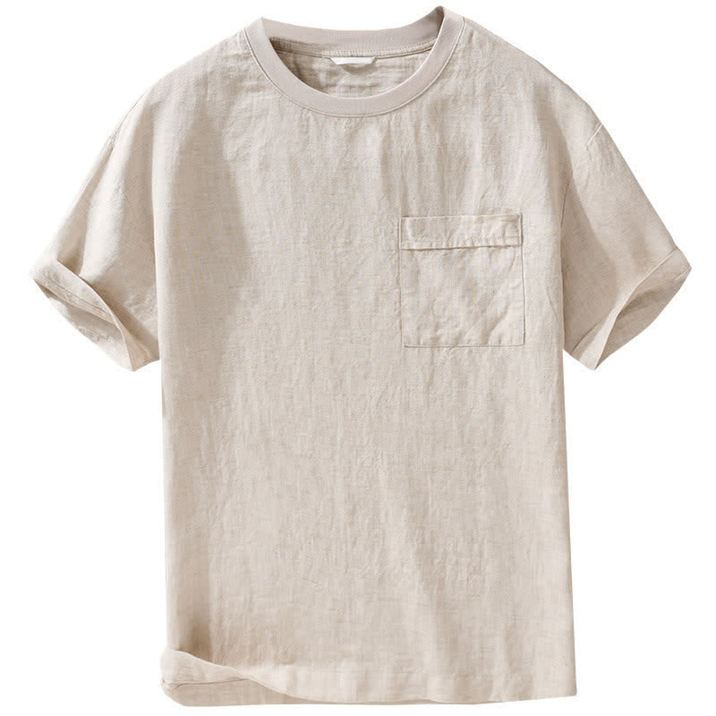 Buddha Stones T-shirts d'été minimalistes et décontractés pour hommes, à manches courtes et poches plaquées. - image 7