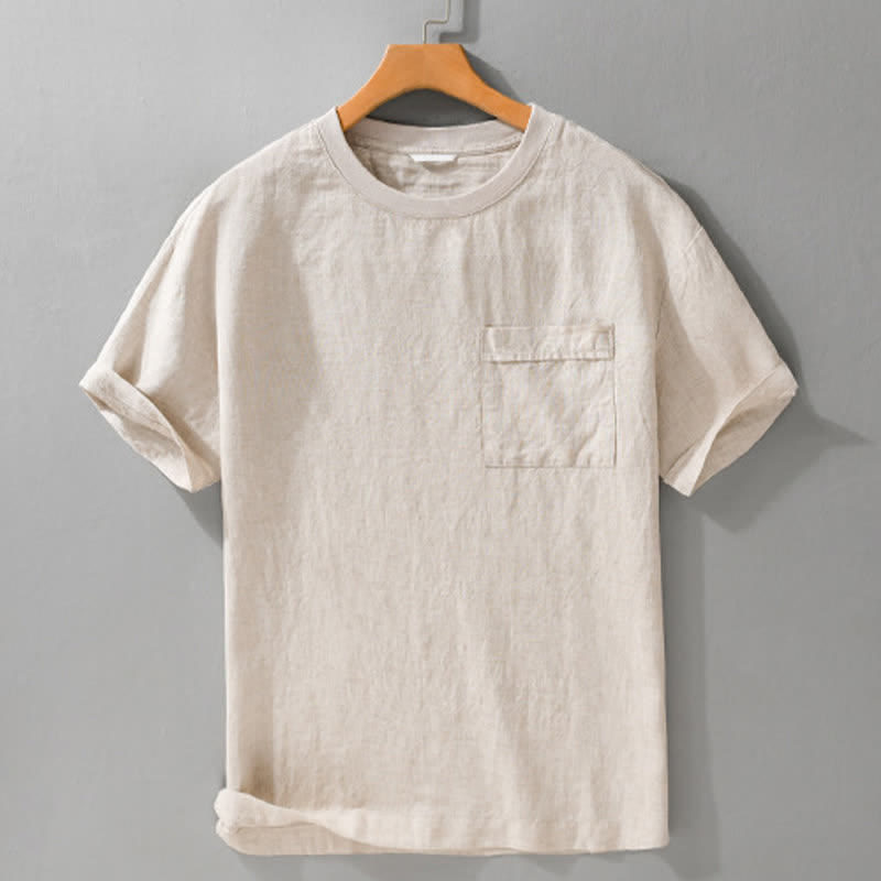 Buddha Stones T-shirts d'été minimalistes et décontractés pour hommes, à manches courtes et poches plaquées. - image 1