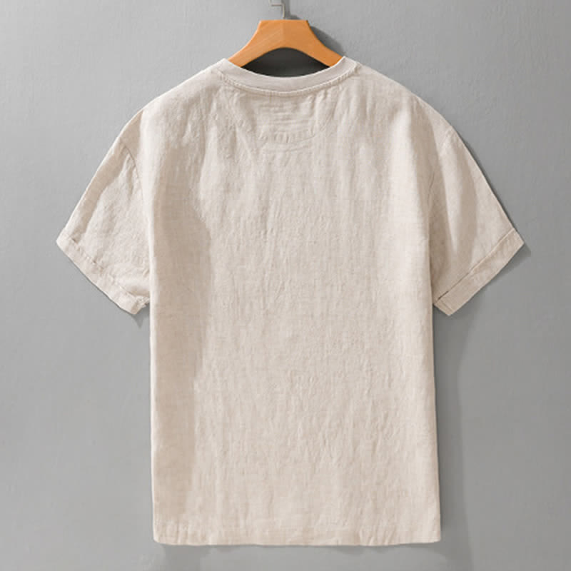 Buddha Stones T-shirts d'été minimalistes et décontractés pour hommes, à manches courtes et poches plaquées. - image 2