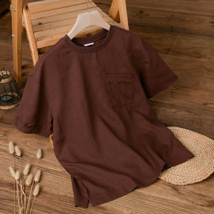 Buddha Stones T-shirts d'été minimalistes et décontractés pour hommes, à manches courtes et poches plaquées. - image 14