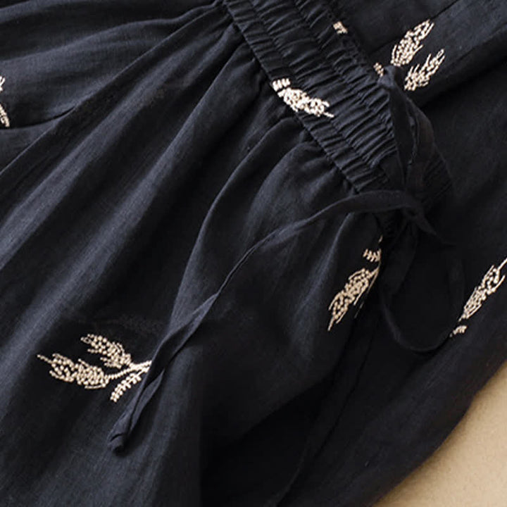 Buddha Stones Pantalon court à cordon de serrage fleuri style bohème décontracté pour femme - image 7