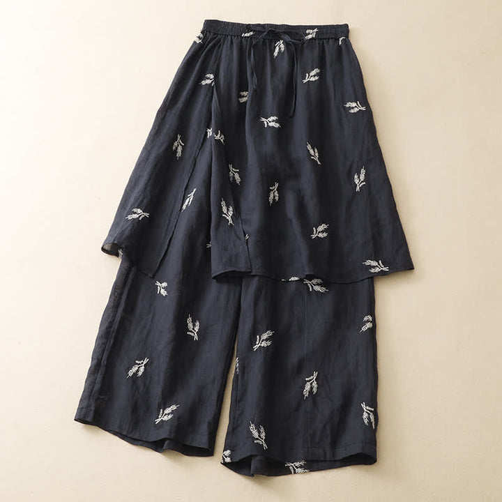 Buddha Stones Pantalon court à cordon de serrage fleuri style bohème décontracté pour femme - image 3