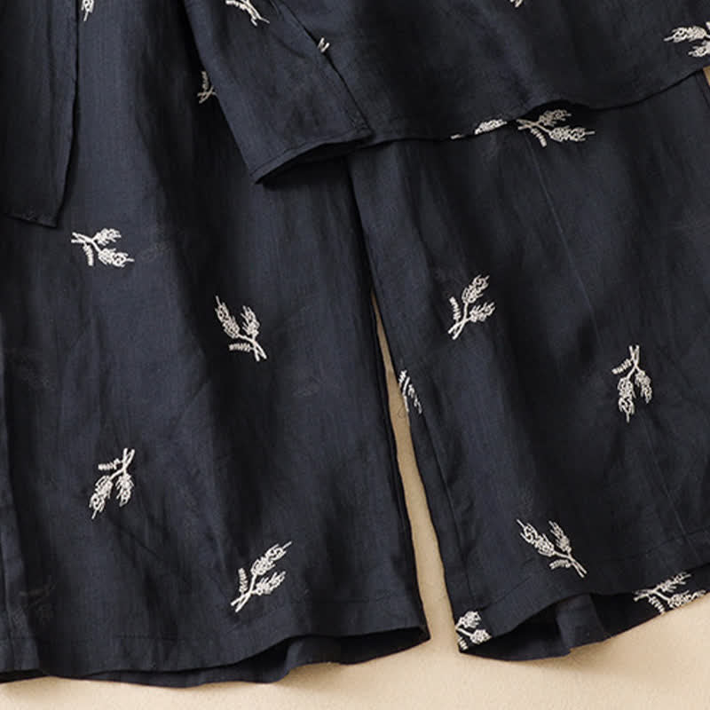 Buddha Stones Pantalon court à cordon de serrage fleuri style bohème décontracté pour femme - image 8