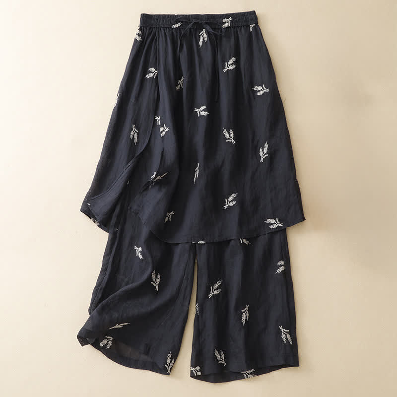 Buddha Stones Pantalon court à cordon de serrage fleuri style bohème décontracté pour femme - image 1