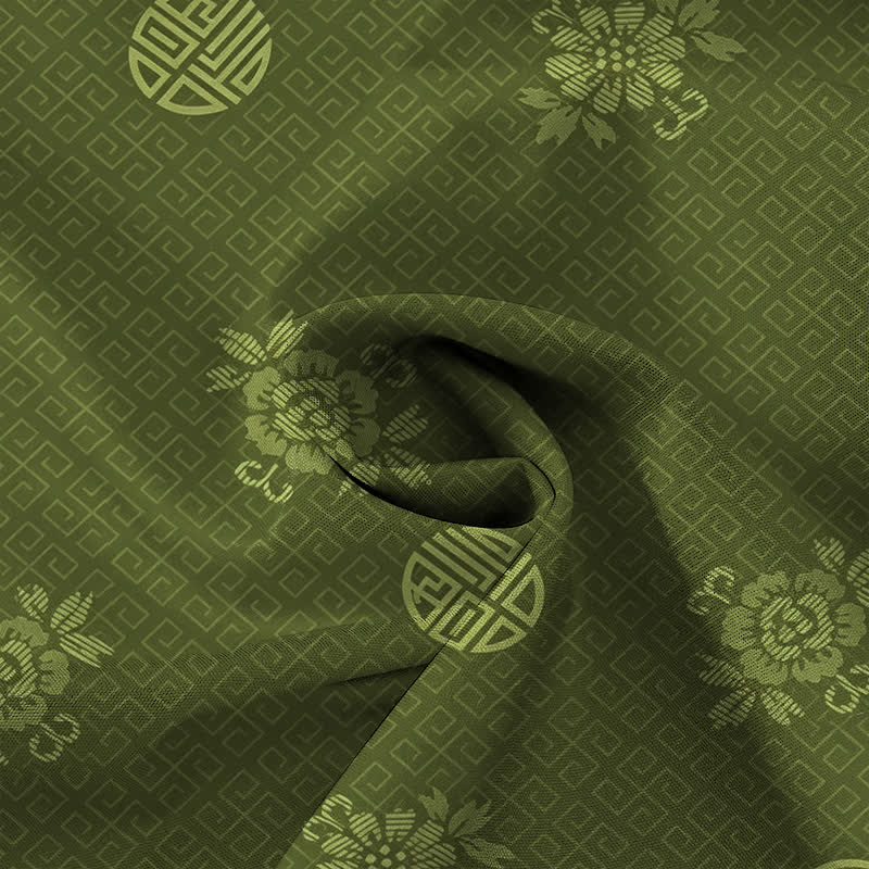 Buddha Stones Chemise à manches courtes respirante pour homme avec boutons à motif médaillon floral géométrique - image 9