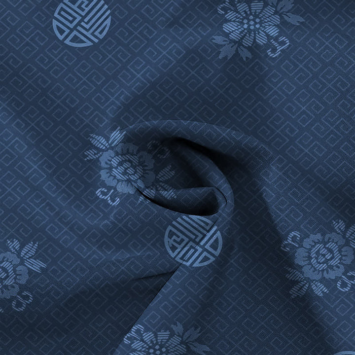 Buddha Stones Chemise à manches courtes respirante pour homme avec boutons à motif médaillon floral géométrique - image 14