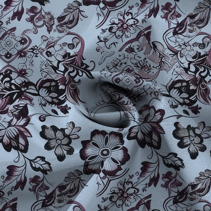 Buddha Stones Chemise à manches courtes pour homme, à boutons, motif floral tropical et infroissable - image 5