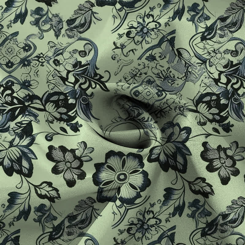 Buddha Stones Chemise à manches courtes pour homme, à boutons, motif floral tropical et infroissable - image 8