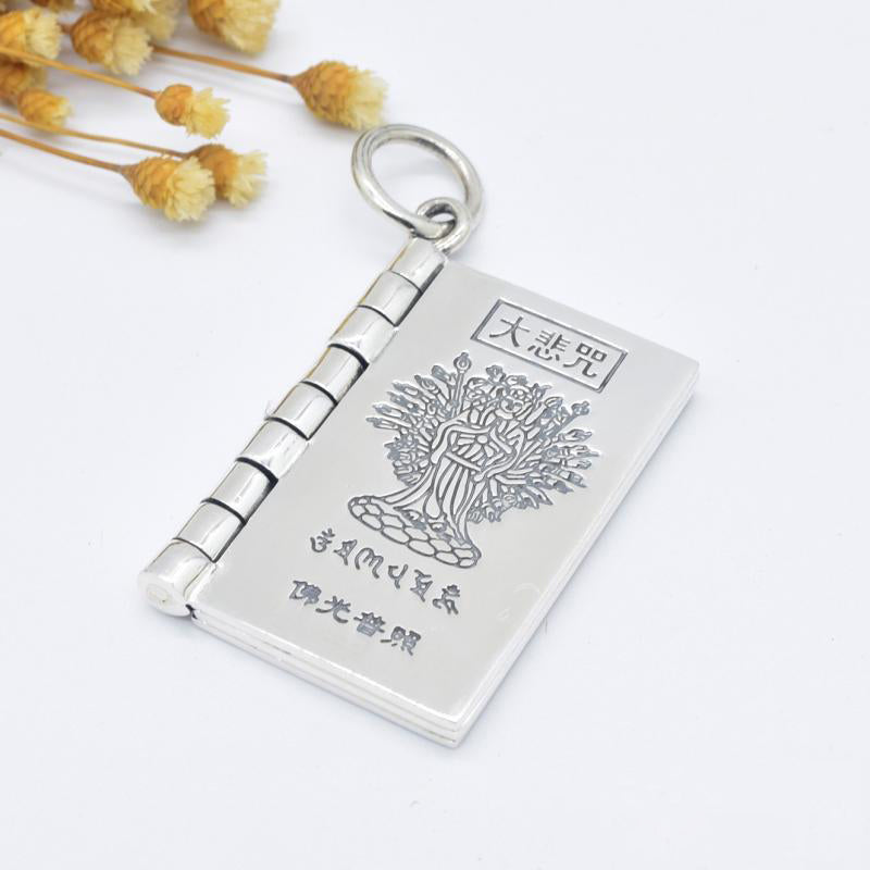 Collier pendentif en argent sterling 990 Buddha Stones et cœur Sutra de la grande compassion Shurangama Mantra Lotus Vajra Peace - Grand mantra de la compassion - image 8