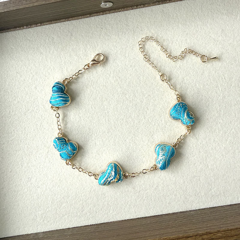 Buddha Stones Bracelet Song Brocart Cuivre Gourde Bénédiction Ton Or - Bleu (même teinte – motif variable) - image 3