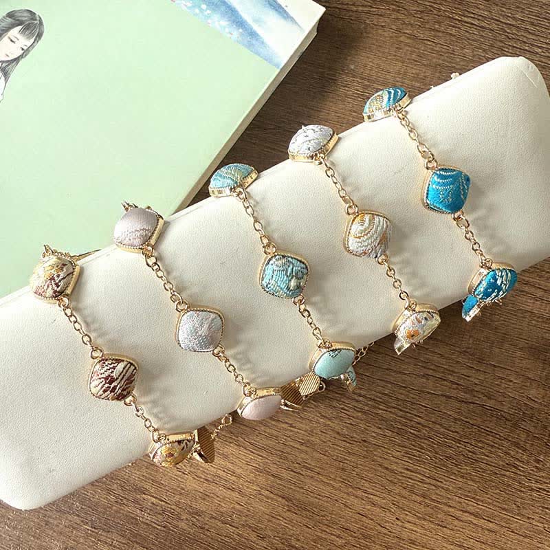 Buddha Stones Bracelet carré en brocart Copper Song, style vintage élégant - image 11
