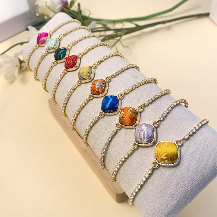 Buddha Stones Bracelet carré ajustable en brocart Copper Luck Song - image 15