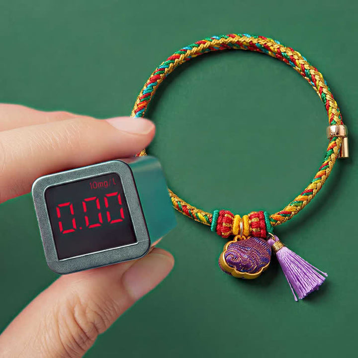 Buddha Stones Bracelet ajustable en brocart violet à cinq couleurs, orné d'un cadenas chinois et d'un pendentif porte-bonheur en forme de pomme, de calebasse ou de zongzi, tissé à la main. - image 13
