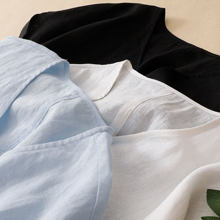 Buddha Stones T-shirts d'été minimalistes à manches courtes, col en V, coupe décontractée et fente latérale, pour femmes - image 20