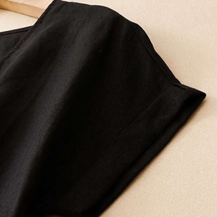 Buddha Stones T-shirts d'été minimalistes à manches courtes, col en V, coupe décontractée et fente latérale, pour femmes - image 11