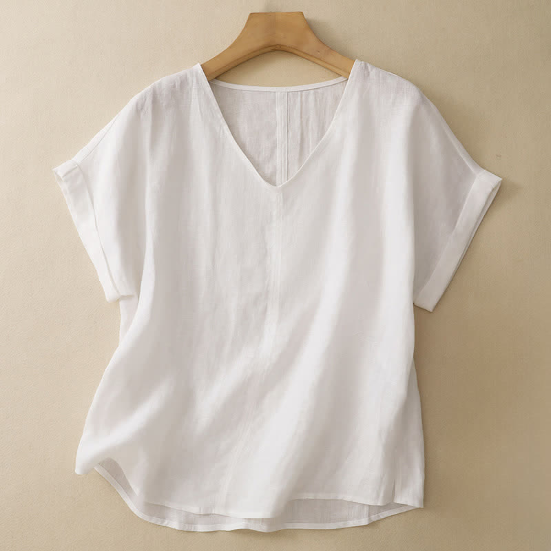 Buddha Stones T-shirts d'été minimalistes à manches courtes, col en V, coupe décontractée et fente latérale, pour femmes - Blanc - US8-10, UK/AU12-14, EU40-42 (2XL) - image 14
