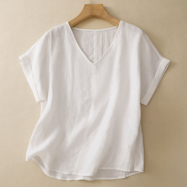 Buddha Stones T-shirts d'été minimalistes à manches courtes, col en V, coupe décontractée et fente latérale, pour femmes - Blanc - US8-10, UK/AU12-14, EU40-42 (2XL) - image 14