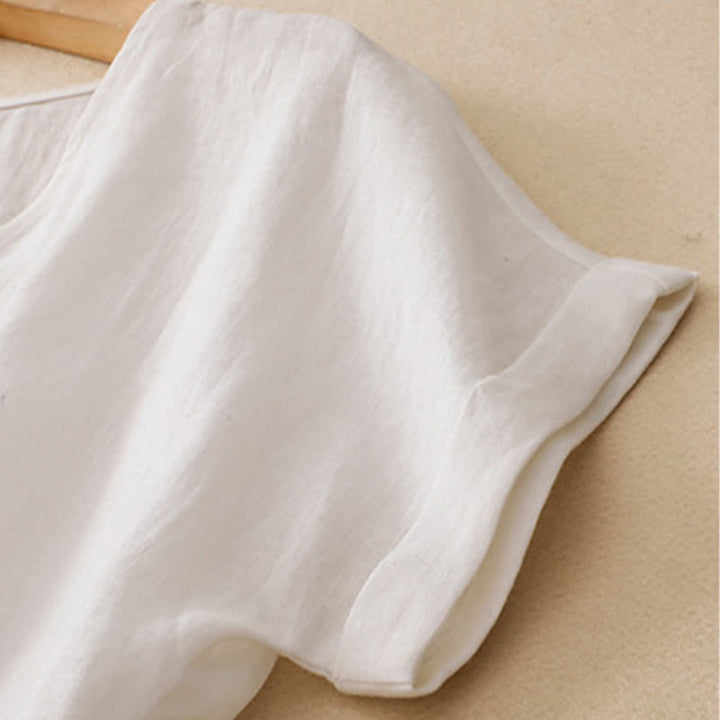 Buddha Stones T-shirts d'été minimalistes à manches courtes, col en V, coupe décontractée et fente latérale, pour femmes - image 16