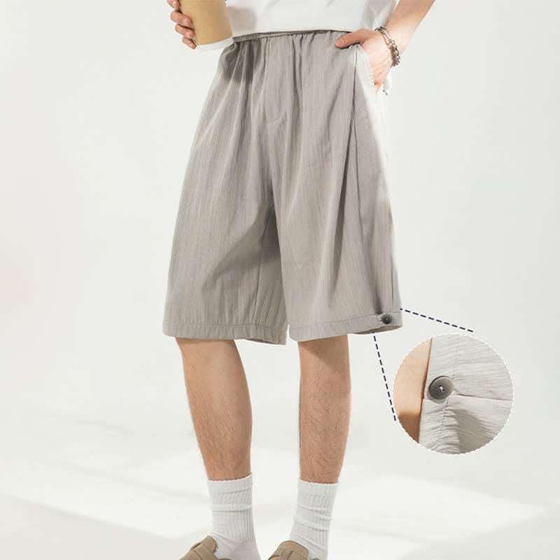 Buddha Stones Short d'été minimaliste décontracté pour homme, taille élastique avec cordon de serrage et poche - image 1