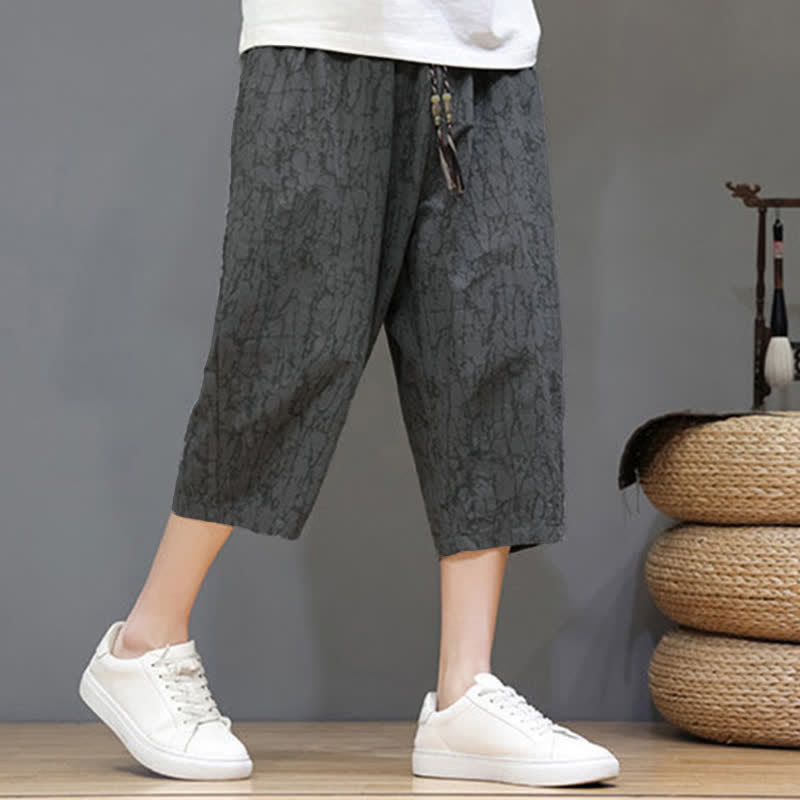 Buddha Stones Pantalon court d'été décontracté vintage à cordon de serrage et poches pour homme - image 1