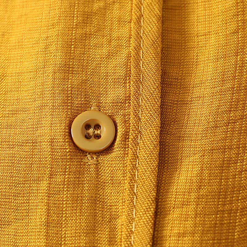 Buddha Stones Chemises à manches longues unies à boutons pour femmes, style minimaliste décontracté d'été - image 4