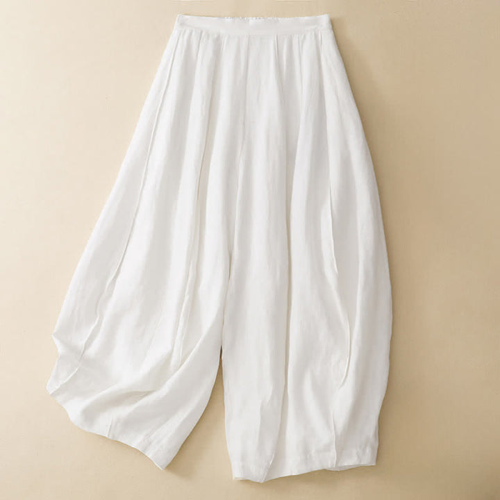 Buddha Stones Pantalon sarouel court uni, décontracté et minimaliste, avec poches, pour femme - Blanc - US12, UK/AU16, EU44 (2XL) - image 15