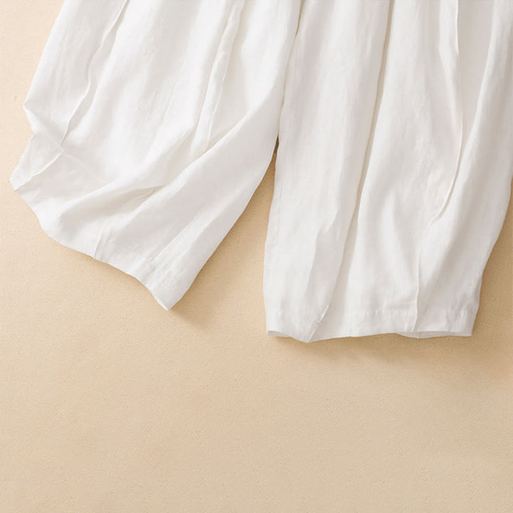 Buddha Stones Pantalon sarouel court uni, décontracté et minimaliste, avec poches, pour femme - image 21