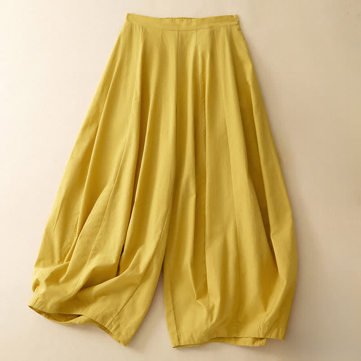 Buddha Stones Pantalon sarouel court uni, décontracté et minimaliste, avec poches, pour femme - verge d'or - US12, UK/AU16, EU44 (2XL) - image 5