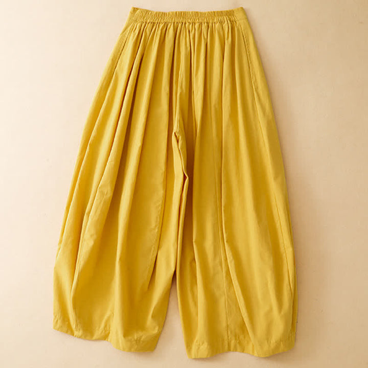 Buddha Stones Pantalon sarouel court uni, décontracté et minimaliste, avec poches, pour femme - image 6